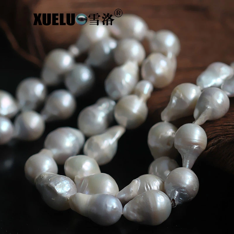 14-16mm Ab Quality Natural Cultured Freshwater Nucleated Baroque Pearl Strings (XL190020)