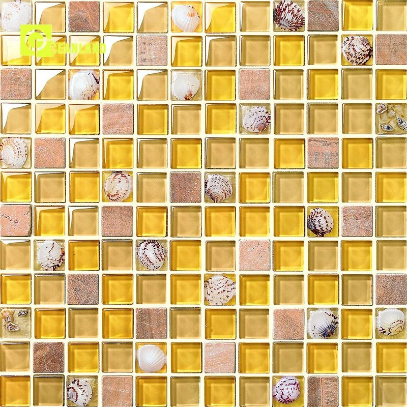 New Design Yellow Crystal Mosaic Patterns Tile