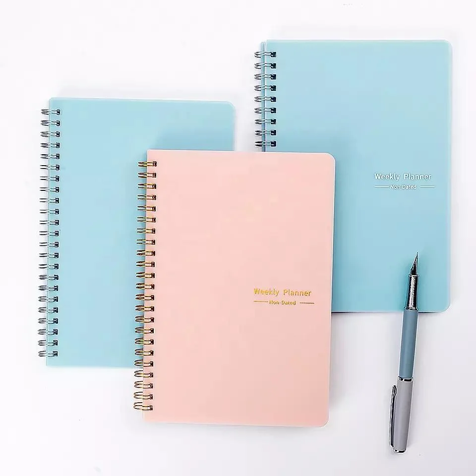 De impresión personalizados baratos en cantidades grandes de papelería escolar enlace enlazado de tapa dura el programa Planner un cuaderno de espiral5