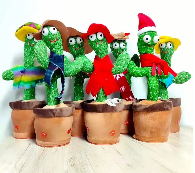 New Amazon Hot Sale 32cm Soft Dancing Cactus Plush Toys Cartoon TV Electric Cactus Plush Cactus Toy for Childrens&prime; Gift