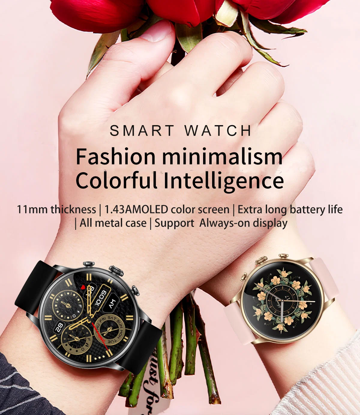 Atacado novo AMOLED Screen Fashion Gift Call Reloj inteligente Smart Sport pulso Watch Factory Custom impermeáveis preço CE para homem Lady Android iOS telemóvel