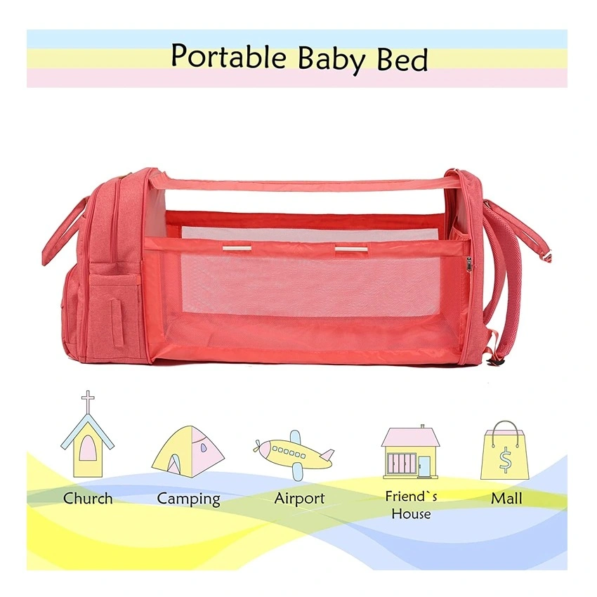 Mummy Diaper Bag Portable Bassinet Multifunctional Package Backpack Travel Expandable Baby Bed for Women Mommy