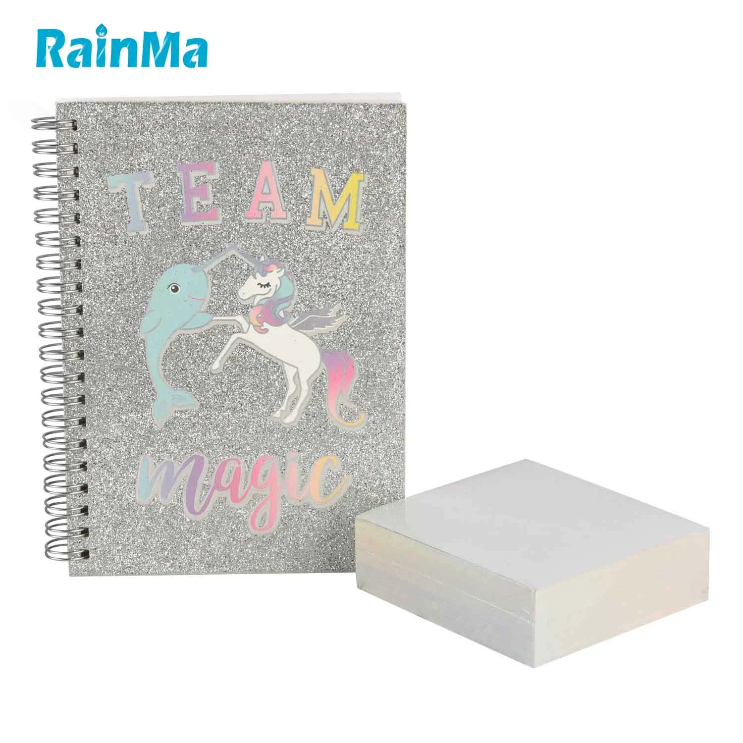 High quality/High cost performance  Shiny Unicorn Coil Book Custom Hardcover Coil Diary for Office Girls and Students