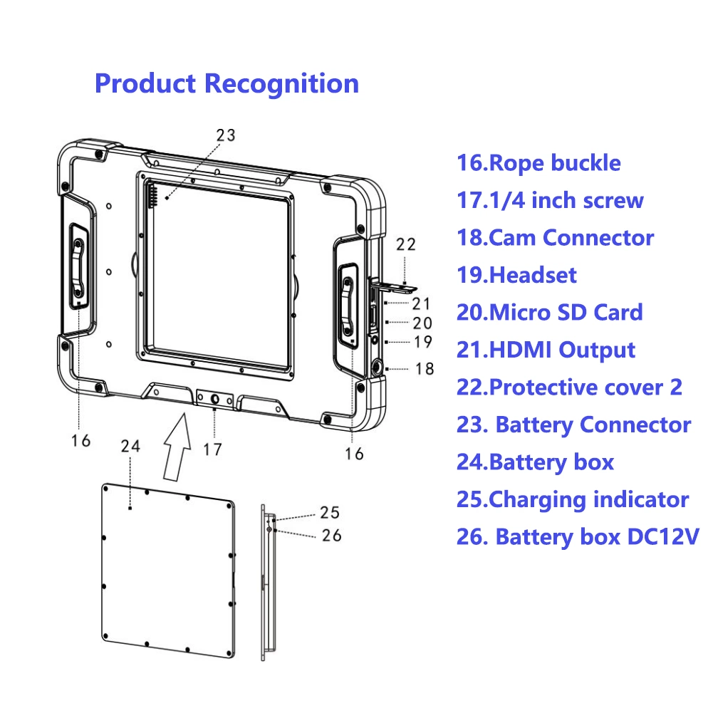 Battery Powered Handheld Portable 10.1 Inch Touch Screen Recording CCTV DVR Monitor Support 10 Times Zoom