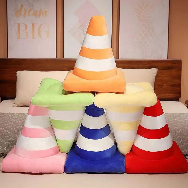 Creative Barricade Throw Pillow Conical Ragdoll Imitation Cone Bucket Sofa Back Cushion Bay Window Decoration Ornaments Toy Gift