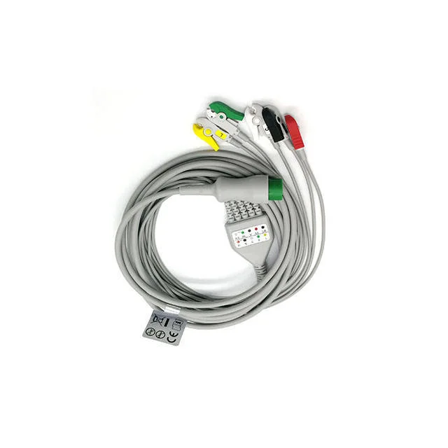 Estilo 1.5 DIN Cable Holter de 10 derivaciones, derivaciones y IEC Snap los electrodos de ECG derivaciones