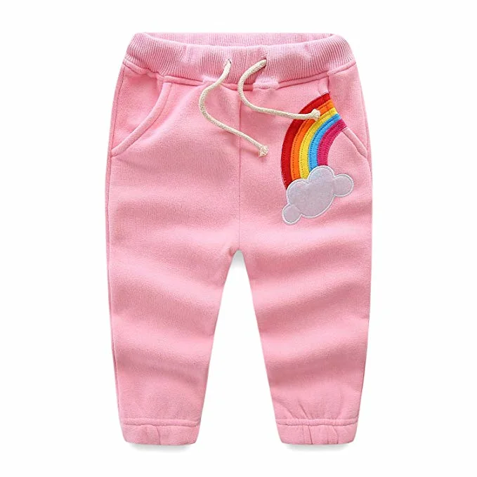 Toddler Kids Roupas Bebê Meninas Rainbow Velo de calças de Tracção Incorporada