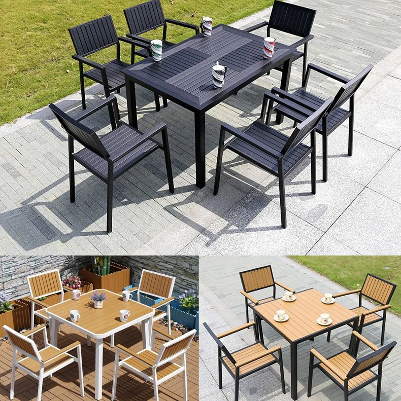 Modern Plastic Wood Restaurant Garden Tables Outdoor Chair