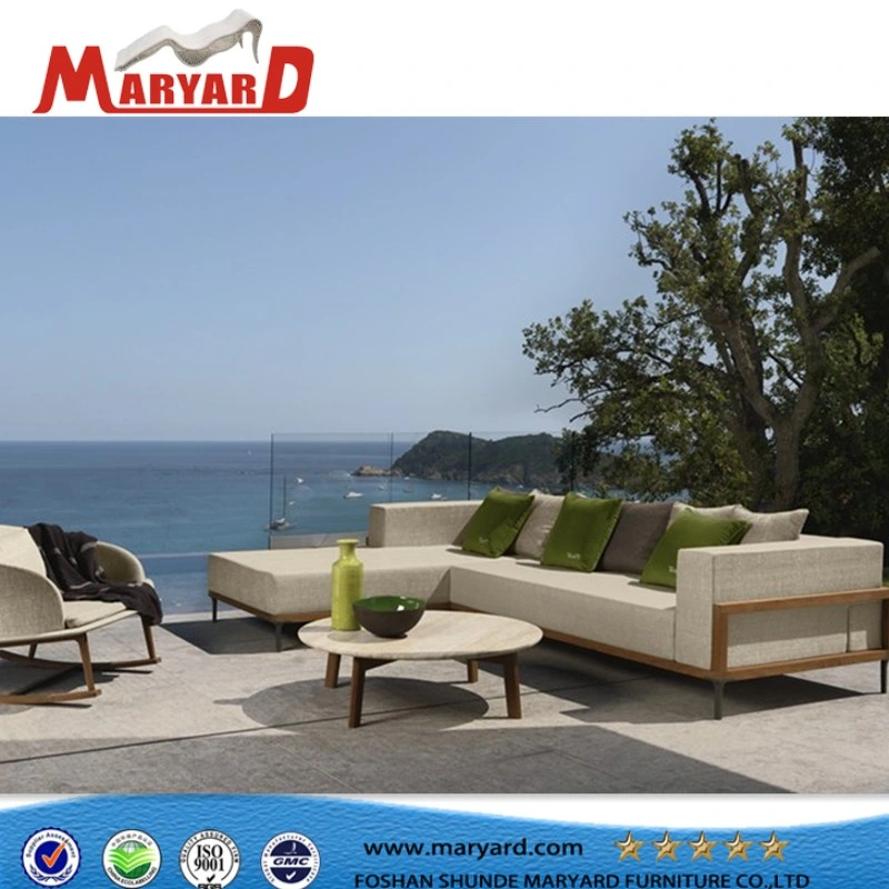 Outdoor Garden Furniture Aluminum Frame Teak Combination Sofa Set