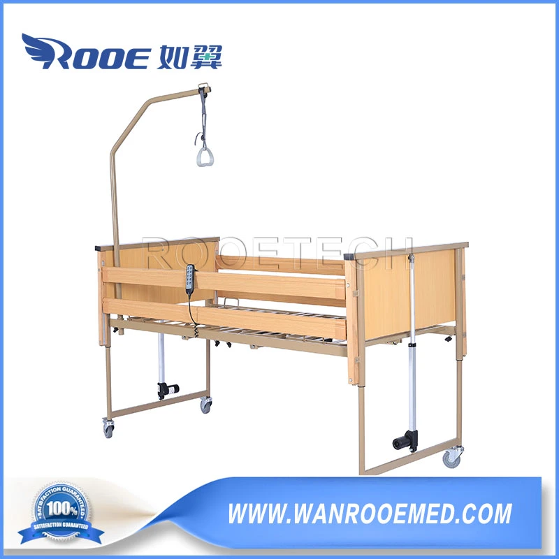 Bae509 Medical Five Function Electric Adjustable Nursing Home Care Bed with Optional Wood/Stainless Steel Bed Surfaces and Railings