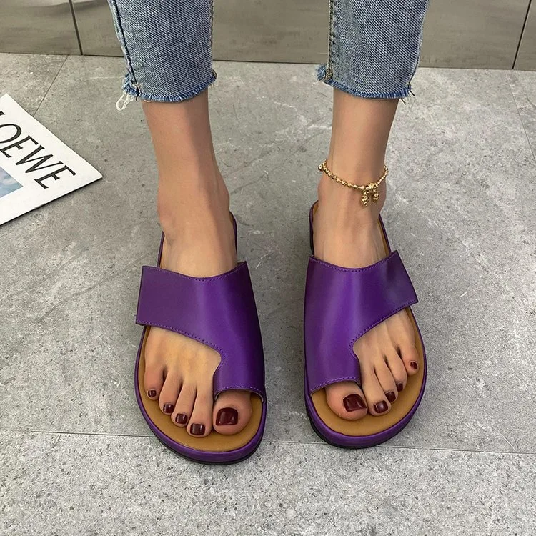 Casual Leather Shoes Comfy Platform Flat Sole Sandals Women Soft Big Toe Foot Orthopedic Bunion Corrector