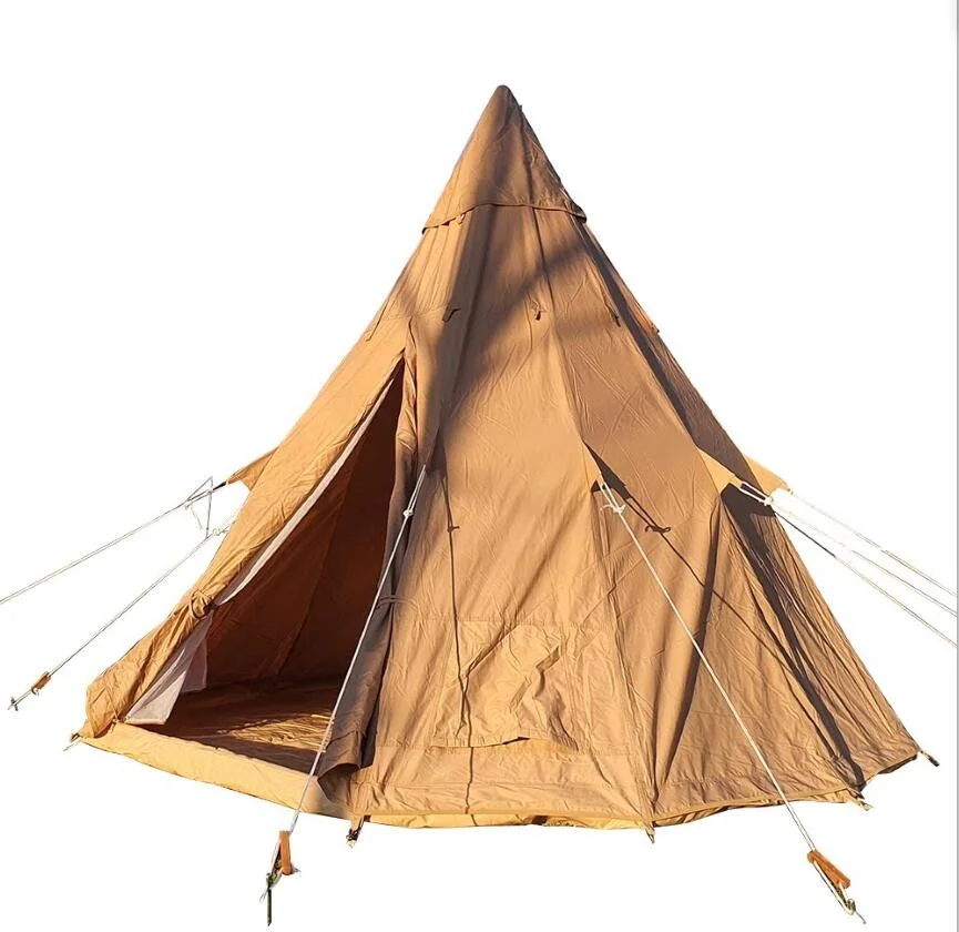 Pronto para envio Família Tenda Indiana 4 Pessoa Tipi tenda 2000mm fábrica chinesa de lona impermeável de dezenas de piscina recordações para venda