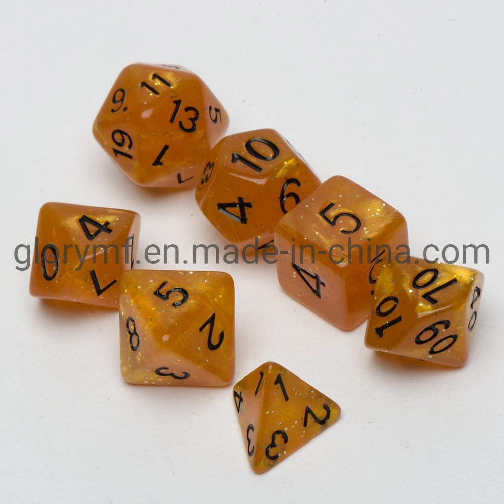 Multi-Side Engraved Number Dice Pearl Grain 7PC Dice Set