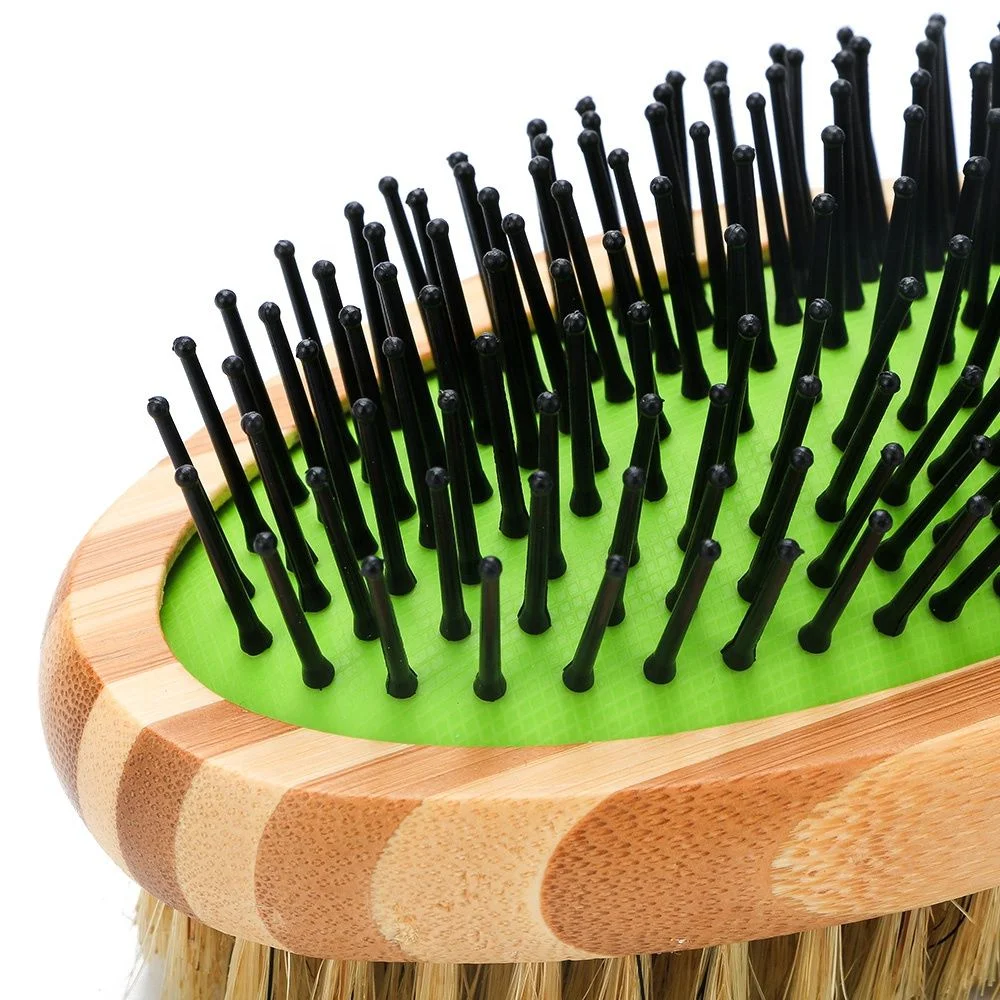 Bamboo Bristle Brush Pet Grooming Comb Cleans