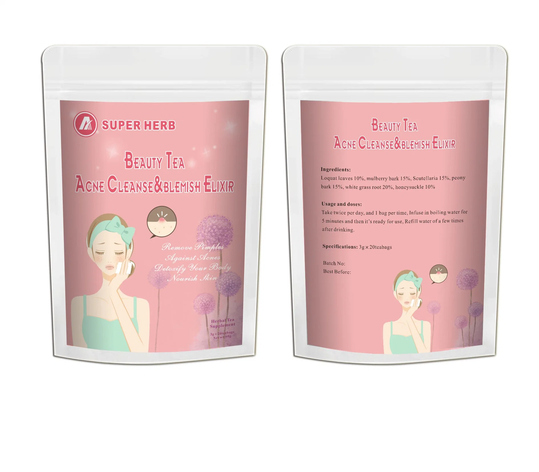 Herbal Green Tea Dispel Acne and Detoxify Nourish The Skin Beauty Tea