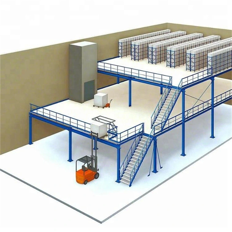 CE Certification Q235B Steel Mezzanine Rack OEM with Guardrail Stair Mezzanine Floor Racking