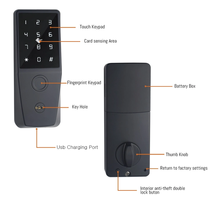 Digital Intelligent Deadbolt/ Smart Lock con huella dactilar y teclado mecánico Disponible