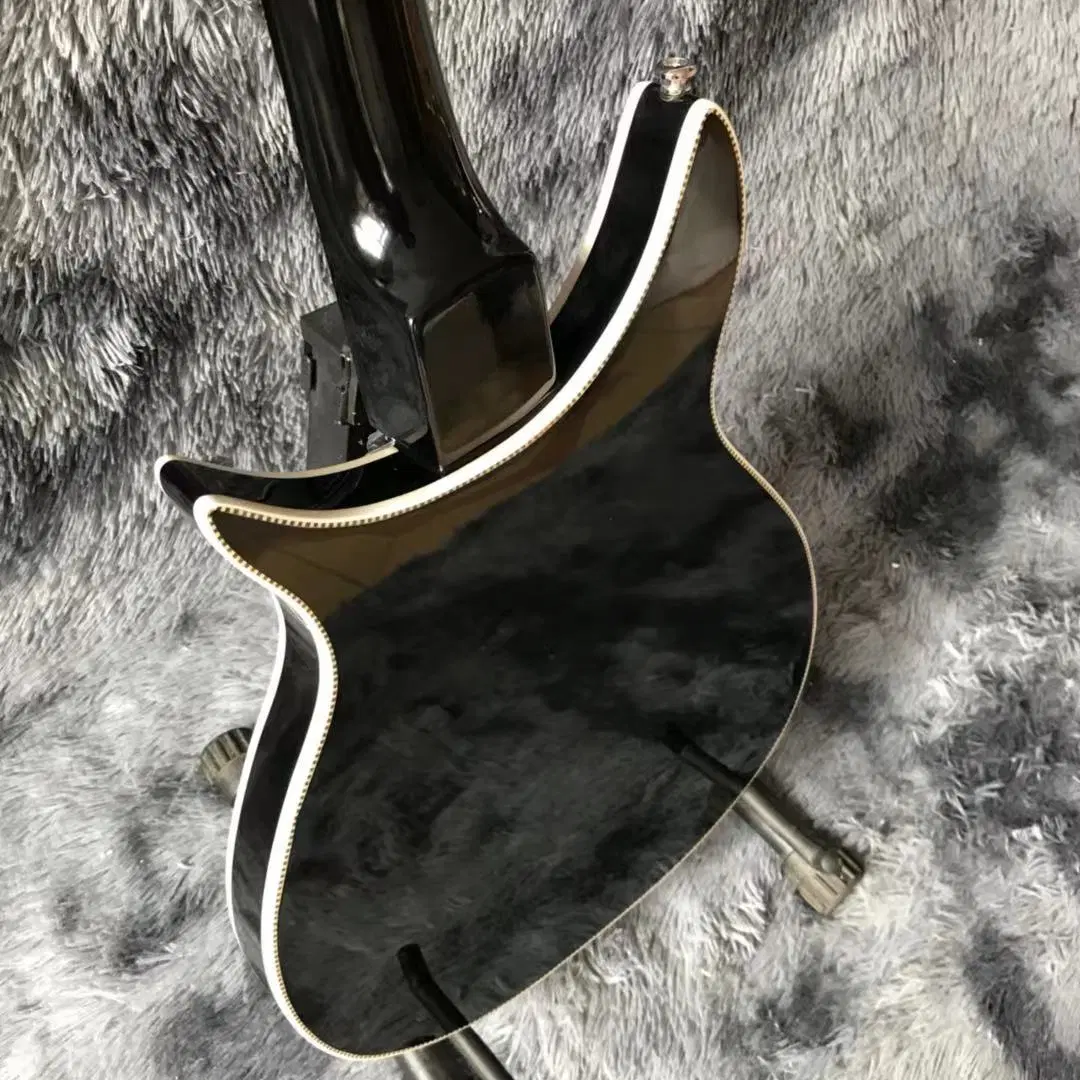 6 cuerdas Guitarra eléctrica Ricken Cuerpo de caoba 350 Rosewood Fretboard Top&amp;Atrás en Color negro R Tailpiece Enlace