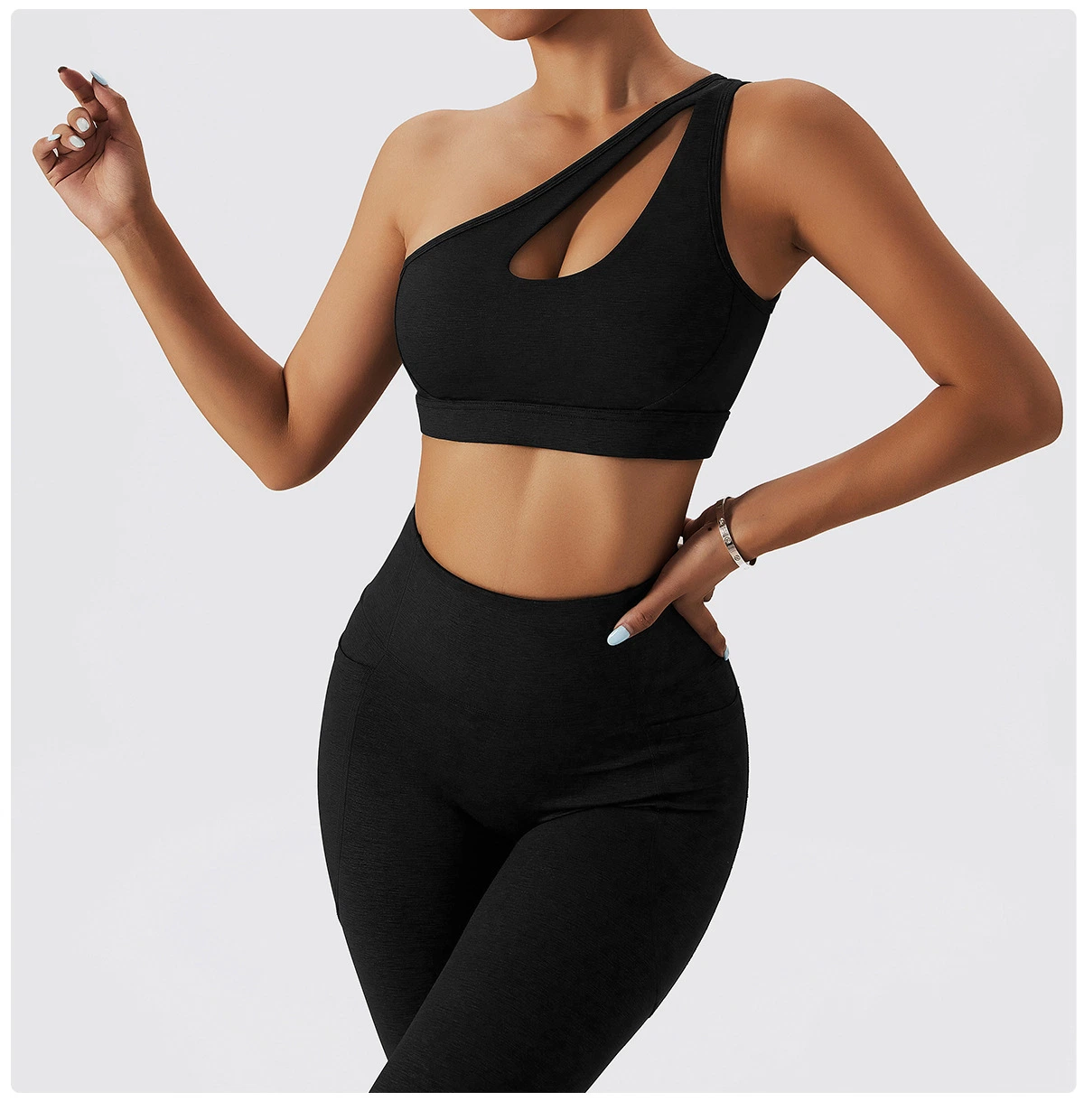 OEM Sexy Mädchen Fitness Gym tragen Crop Tops für Frauen Active Wear Plus Size Ein-Schulter-Sport-Bh