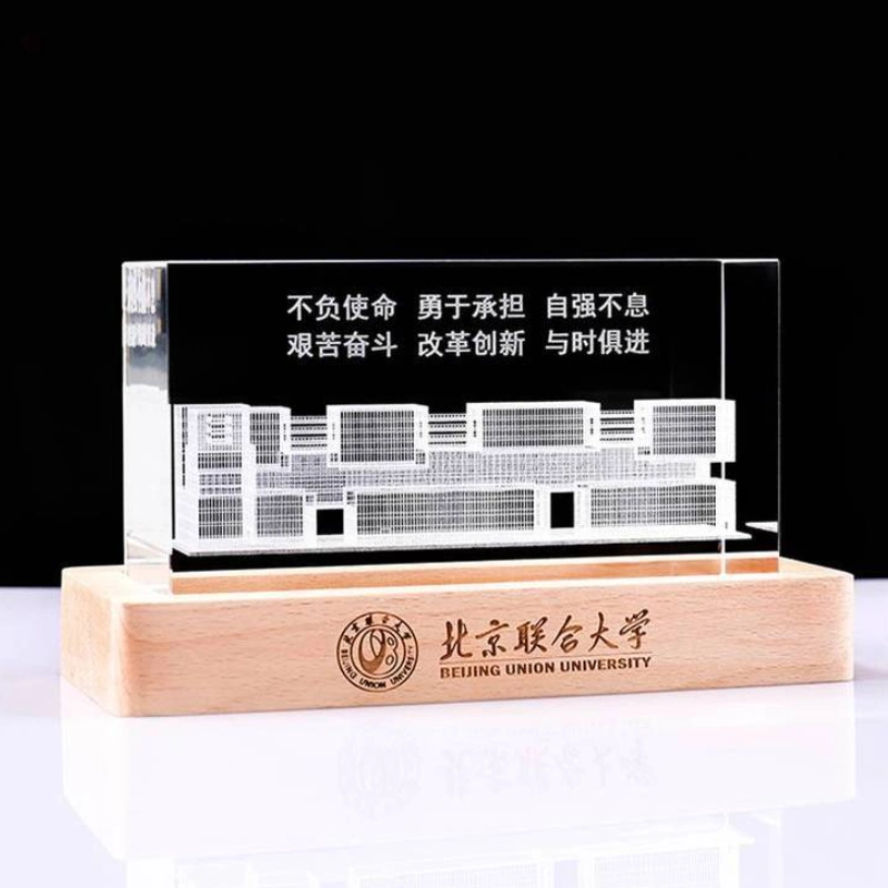 Original Factory Custom Wholesale/Supplier Company Souvenir Office Decoration Construction Project Building Decoration Trophy Crystal Glass Crafts