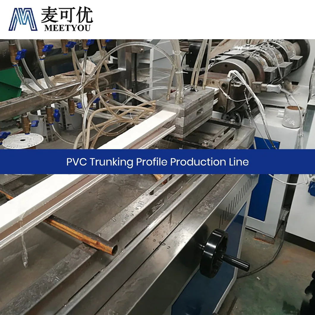 MeetYou Machinery Profil produzierende Maschine OEM Custom China PVC Uniform Plastifizierung PVC Trunking Extruder Maschine Fabrik Konfigurieren Doppelte Schneidemaschine