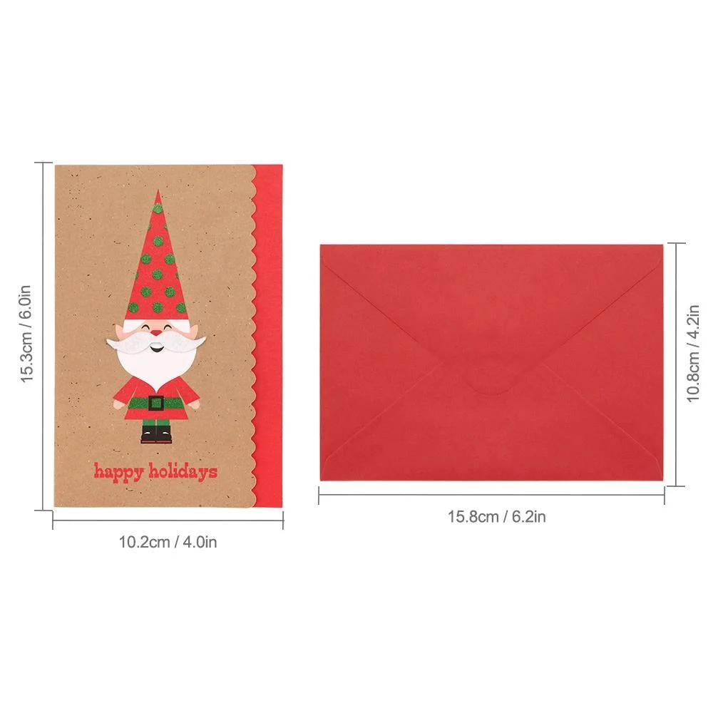 Papel Kraft Holiday Feliz Natal Cartões com envelopes Caixa de Ajuste