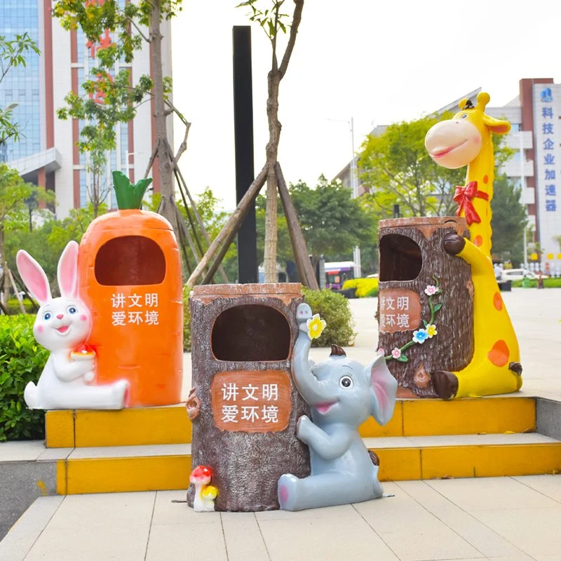 School Kindergarten Amusement Park Outdoor Cute Garbage Bin Outdoor Cartoon Large Garbage Bin Fiberglass