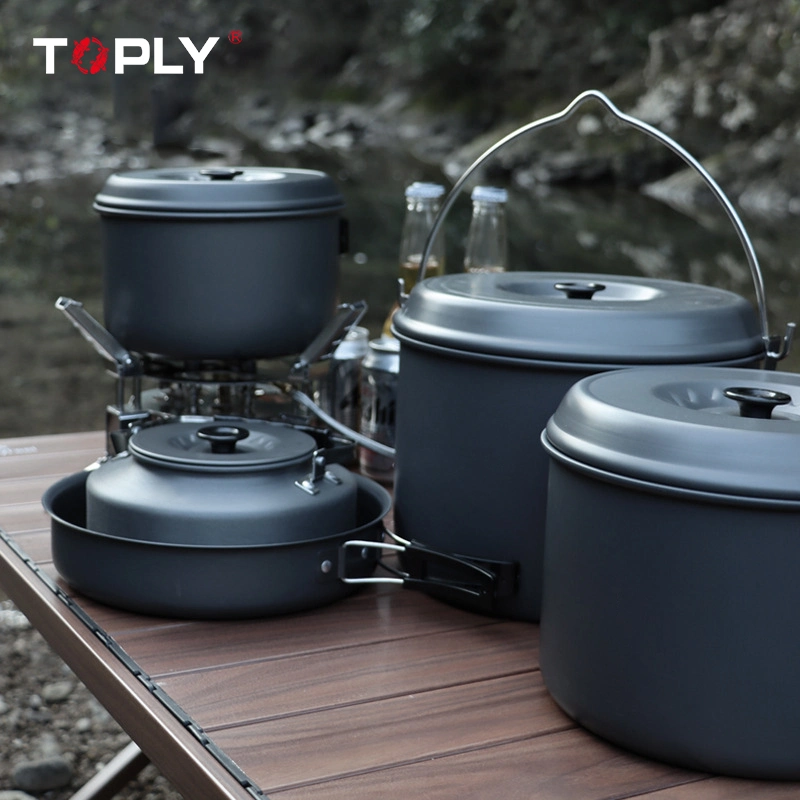5 Piece Set Cookware Outdoor Camping Pot Portable Frying Pan Camping Cooker for Outdoor Activity