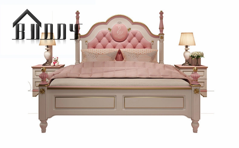High quality/High cost performance  Kids Bed Sets Modern Pink Wooden Girls Bedroom Sets Kids Furniture Girls Bedroom Sets