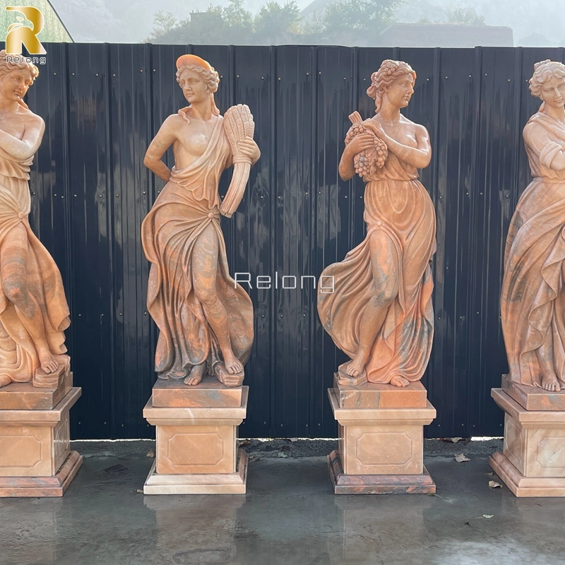 Hot Sale Multi-Colored Marble Stone Goddess of Seasons Statue Marble Carving Greek Figure Sculpture for Garden