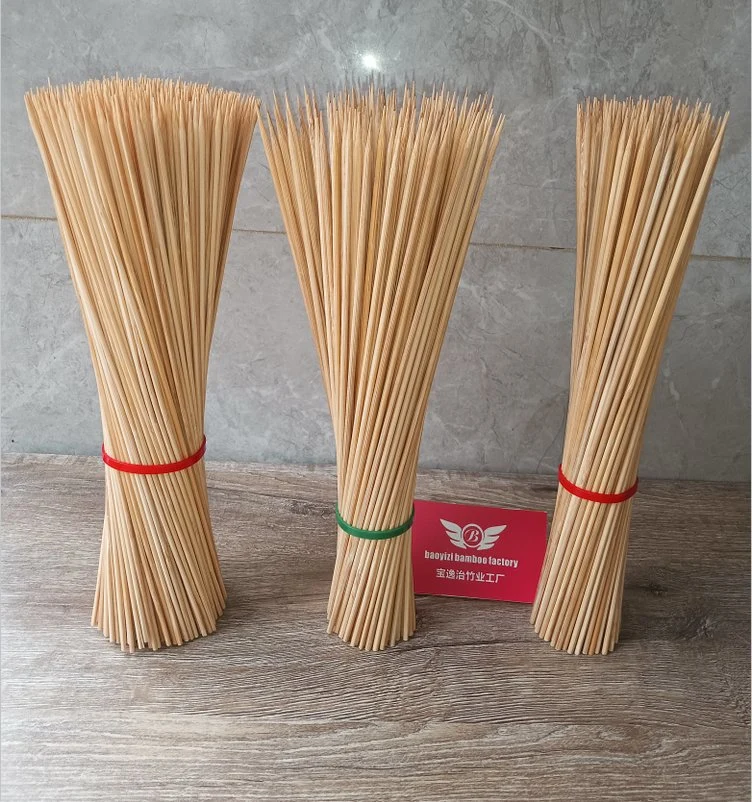 100% Natural Bamboo Skewer Round Disposable Barbecue Stick for BBQ