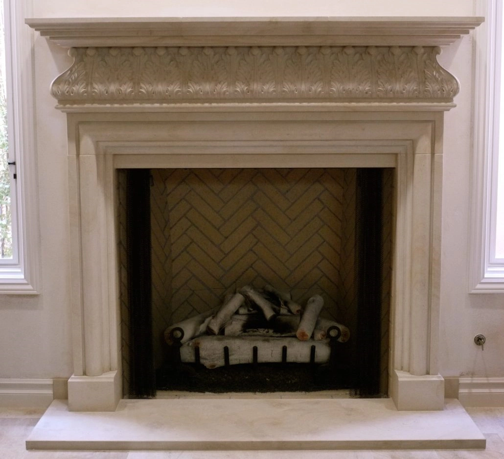 Crema Marfil Cream Marble Moulding Design Classic Italian Tuscan Carving Fireplace 1