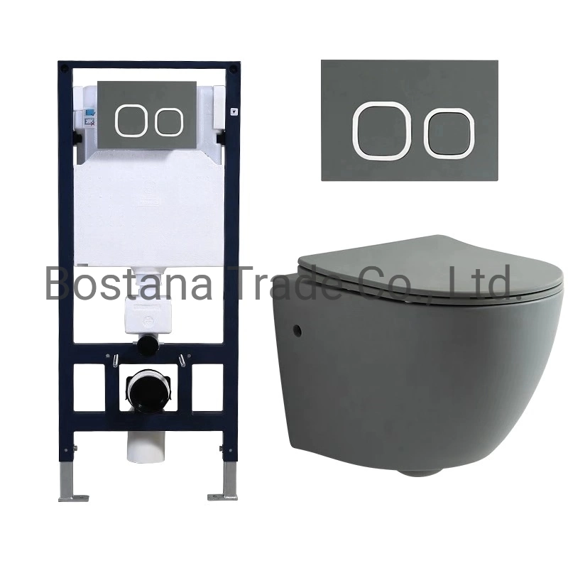 CE Sanitary Ware Ceramic Wall Hung Two Piece Bathroom Toilet P-Trap for Adult