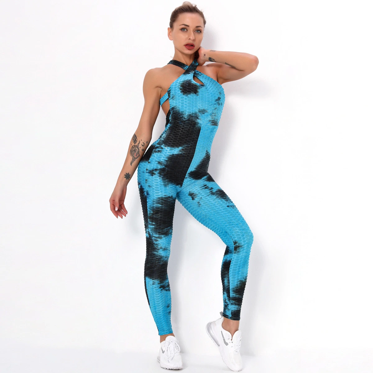 Mujer Tie-Dye Deporte Sexy Yoga Top Damas ropa de una pieza Gimnasio Traje de entrenamiento Fitness ropa deportiva