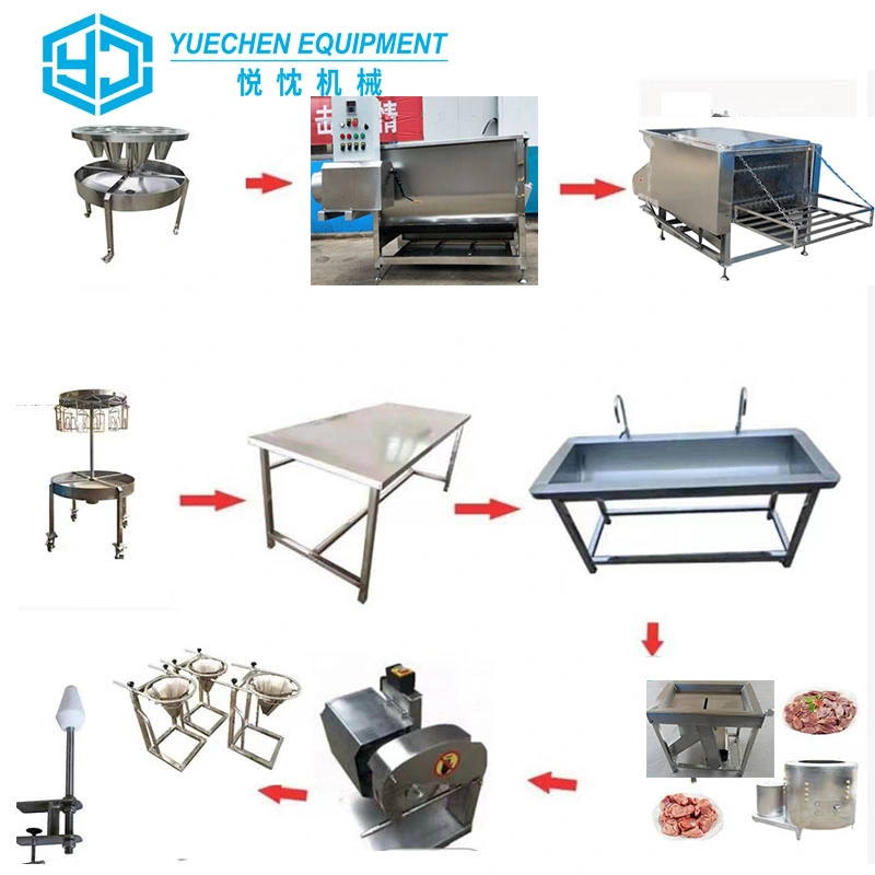 Small Scale Poultry Farm Chicken Slaughter Shelf Feather Scalding Plucking Machine Evisceartion Equipment