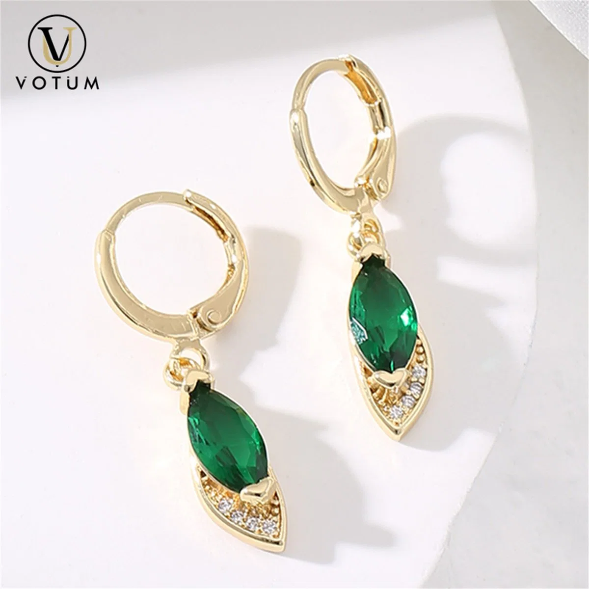 Votum Factory Customize S925 Sterling Silver Natural Crystal Dangle Earring with Diamonds Gold Plated Jewelry