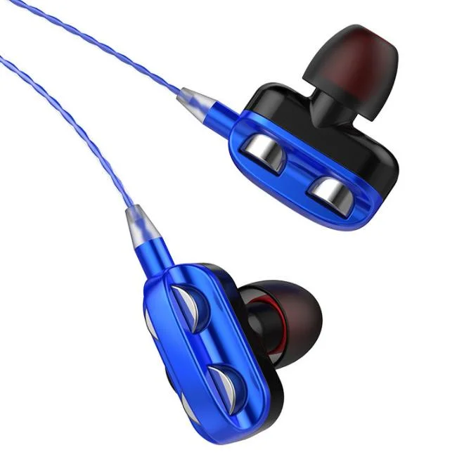 Dual Drivers Dual Speakers in-Ear Wired Earphone HiFi Headphone Stereo Bass Headset