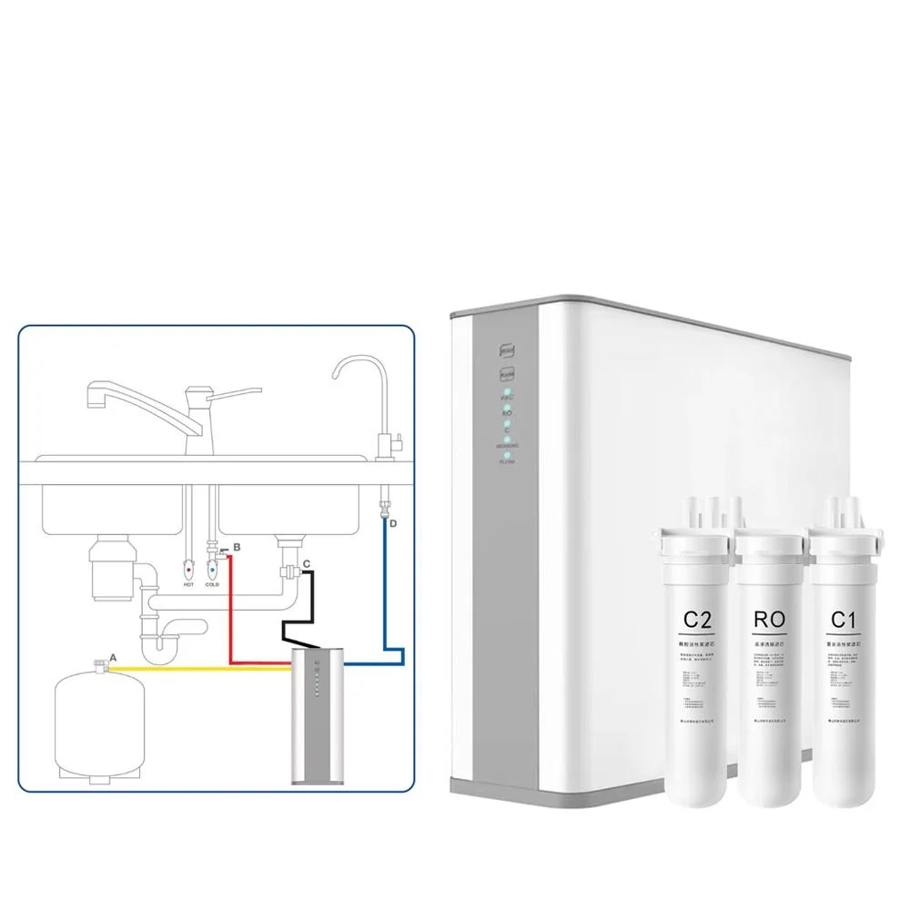 600 800gpd 1200 gpd быстрый gpd фитинги под раковиной водоочиститель нескольких этапов системы обратного осмоса щелочные высокого расхода композитного Tankless обратный осмос фильтр для воды