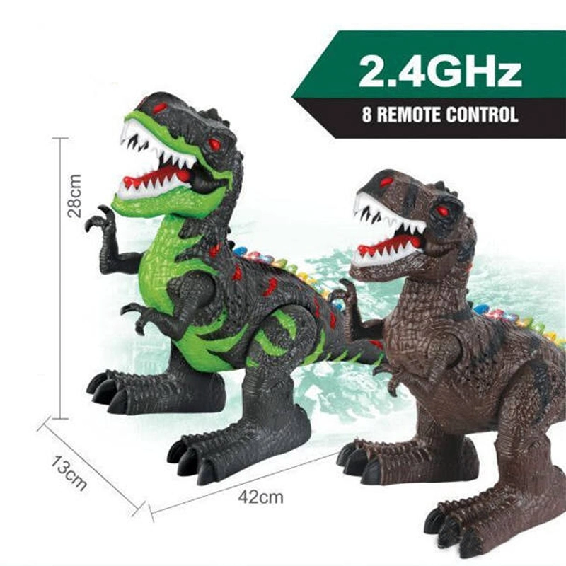 2.4G 8 Channel Remote Control Simulation Dinosaurs T-Rex Toys Electric Walking Robot Dinosaur with LED Lights & Sounds for Boys Gifts