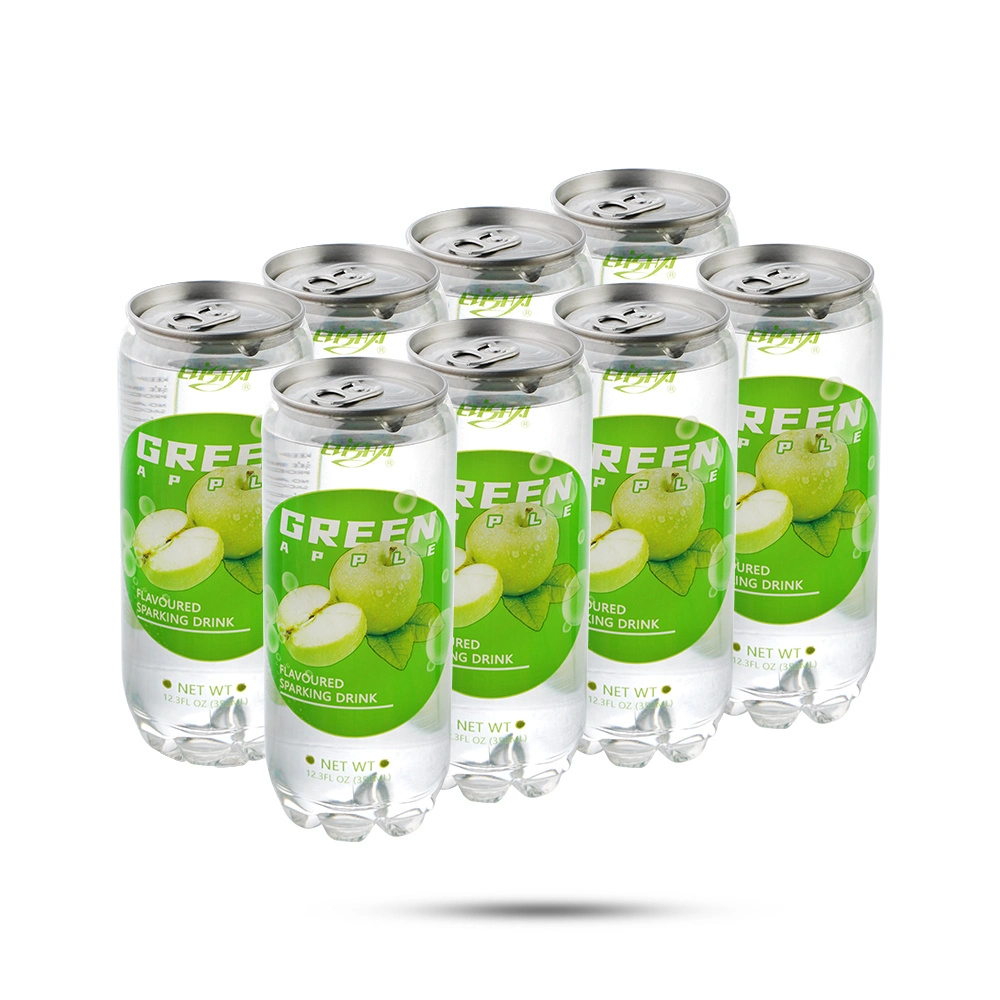 350ml Can Sparkling Carbonated Water with Green Apple Flavor - OEM Service