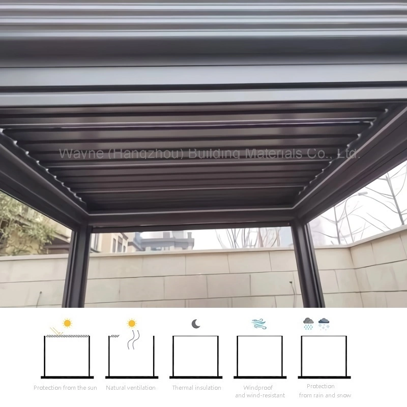 Gartenbau Aluminium-Lamellendach Bioklimatische Pergola Moderner Motorisierter Sonnenschutz Pavillon Im Freien