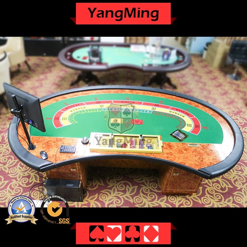 Macau Galaxy Multi-Functional Luxury Poker Table 9 Players Casino Entertainment Game Table Ym-Ba012