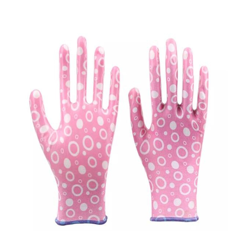 Bas prix à usage général PU Gants enduits de femmes d'impression de fleur de jardinage Gants de sécurité