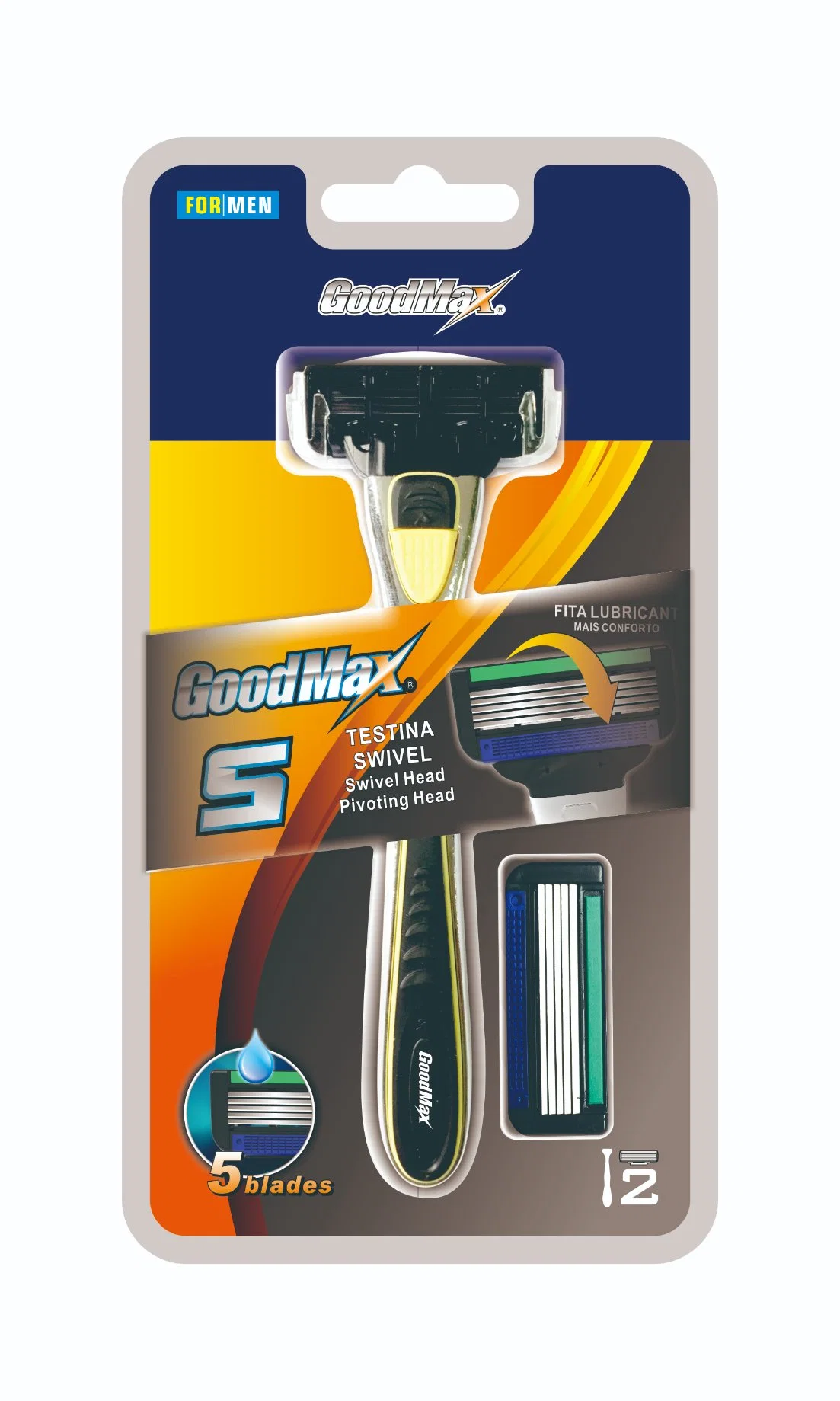 Five Blade System Razor with Washable Cartridges