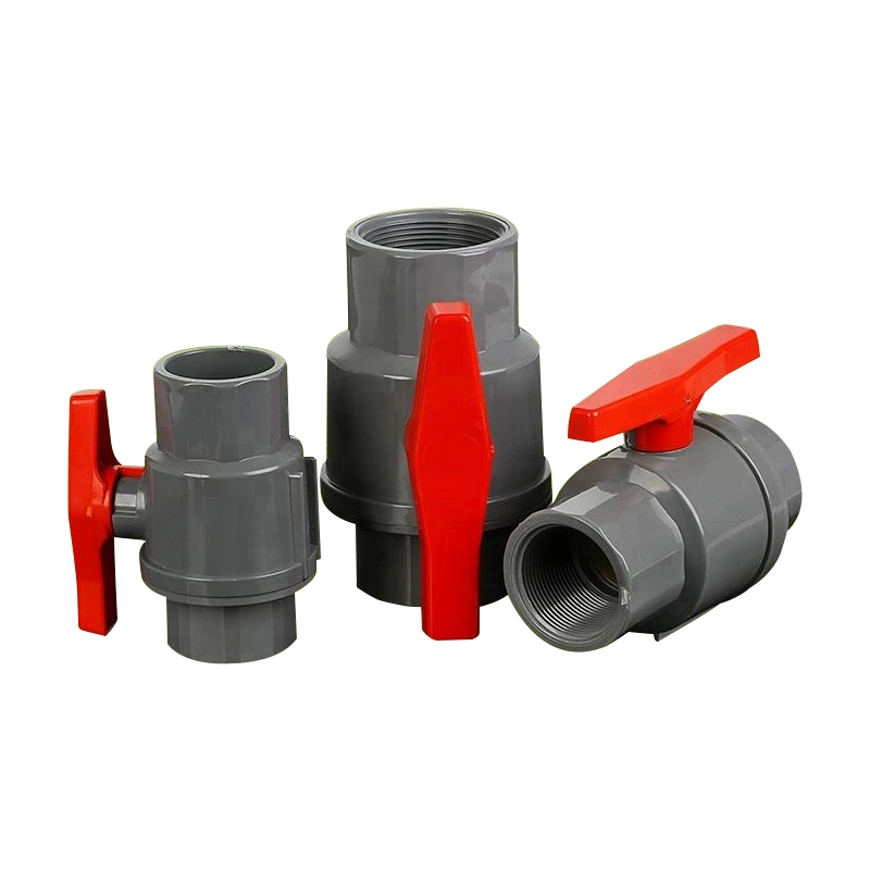 Pntek Red Plastic Handle Two Pieces Ball Valve and Grey Body