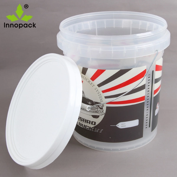 16 Liter Clear Printed Plastic Bucket with Tamper Proof Lid and Metal Handle