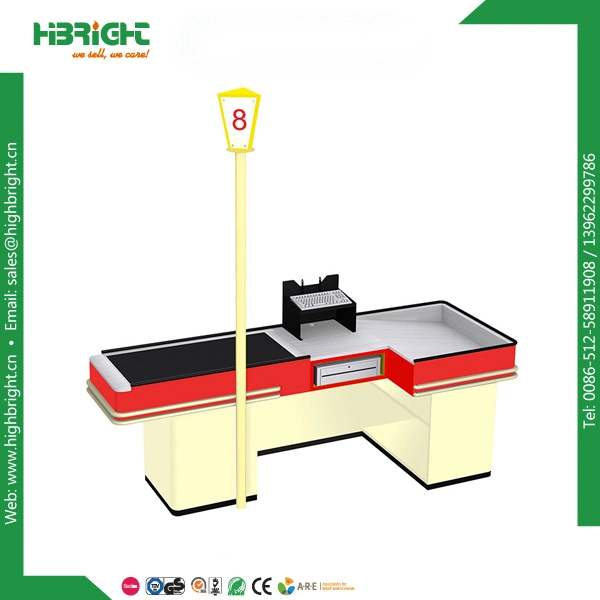 White Color Cashier Checkout Counter for Supermarket