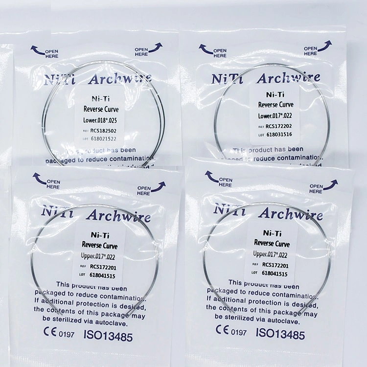 China Supply Dental Wires Orthodontic Rectangular Reverse Curve Niti Arch Wire