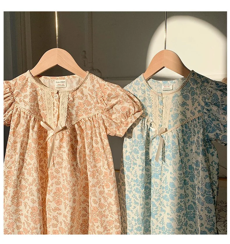 Fresh Floral Girls Dress Summer New Lace Children's Dress Baby Clothes