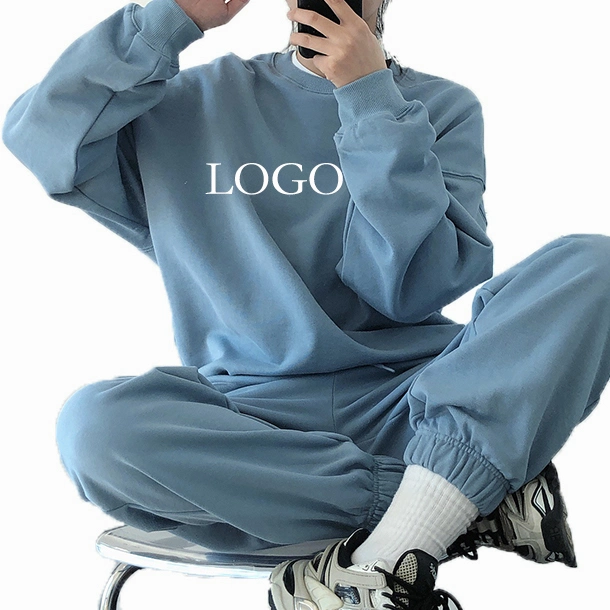 Herstellung Custom Stickerei Print Sweatshirt Set Jogger Sweatshirt Fleece Damen Pullover